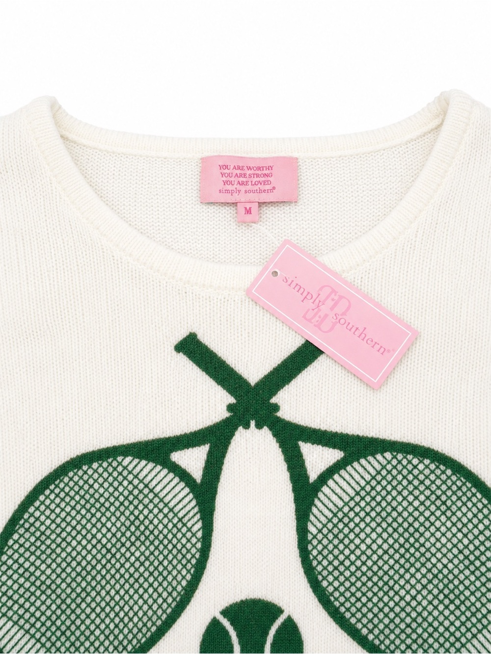 Simply Southern Cream Sweater with Green Tennis Graphic - Picture 3 of 3